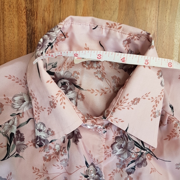 Vintage 70's Floral Button Down Blouse • Sz 11/12 - Picture 14 of 15